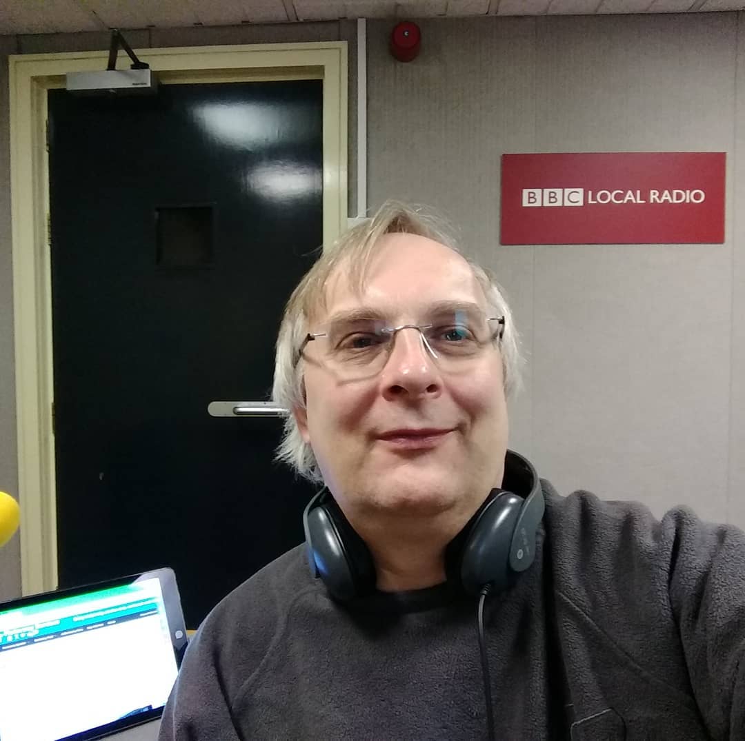 Mark Goodge in the studio at BBC hereford and Worcester
